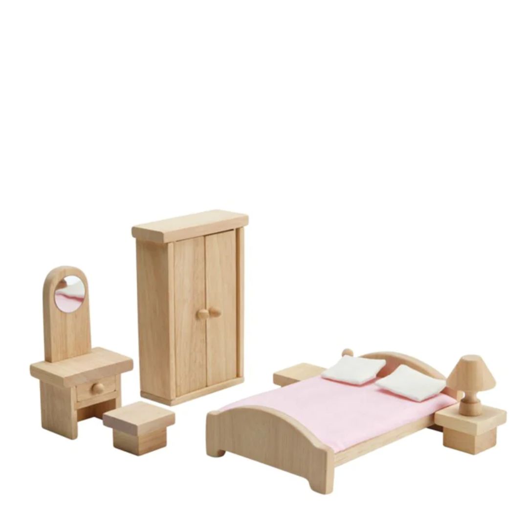 Wooden Dollhouse Furniture, Plan Toys, Classic Bedroom