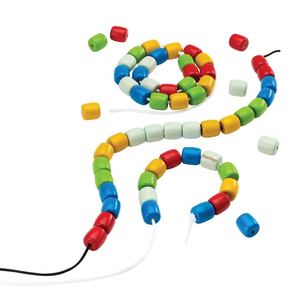 PlanToys - THREADING BEADS WITH CONTAINER (Available September 2025) - Bella Luna Toys