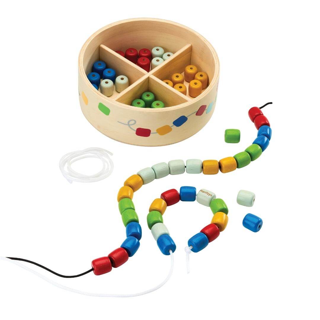 PlanToys - THREADING BEADS WITH CONTAINER (Available September 2025) - Bella Luna Toys