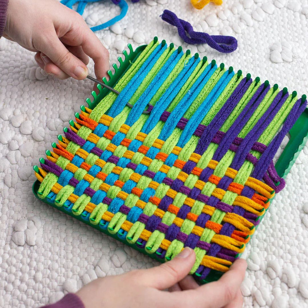 Potholder loom kit child knitting with rainbow colored string- Bella Luna Toys