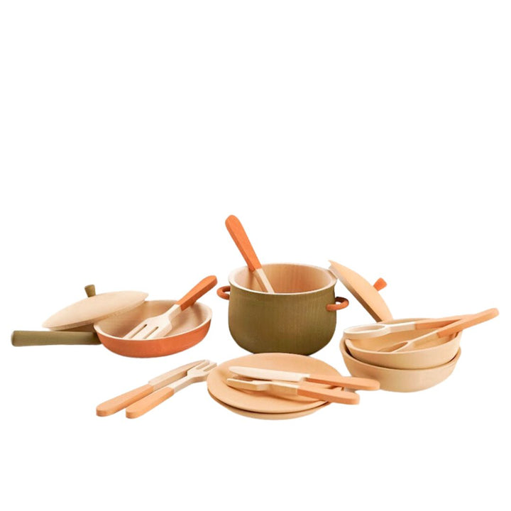 Sabo Tableware Set Herbal- Wooden Toy Play Food- Bella Luna Toys