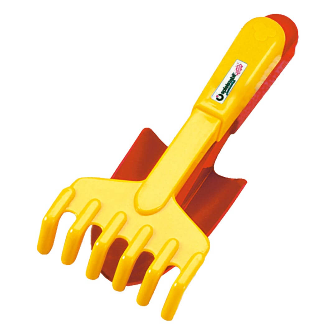 Spielstabil 2 Piece Garden Set with yellow hand rake and red spade