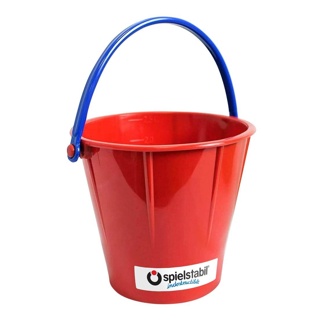 Spielstabil Sand Pail in red with blue handle