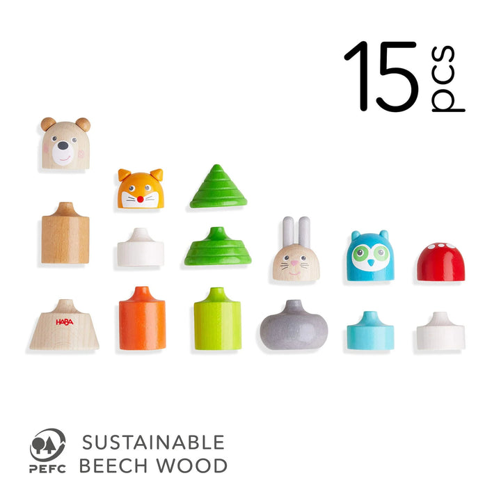 Wooden Toy Blocks - Haba Toys - Stacking Blocks made from sustainable beech wood with 15 pieces