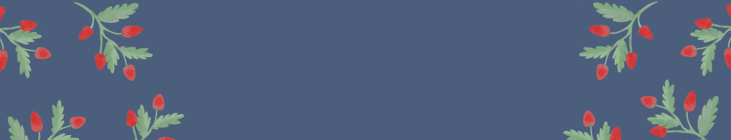 Decorative pattern of strawberries and berries on a blue background