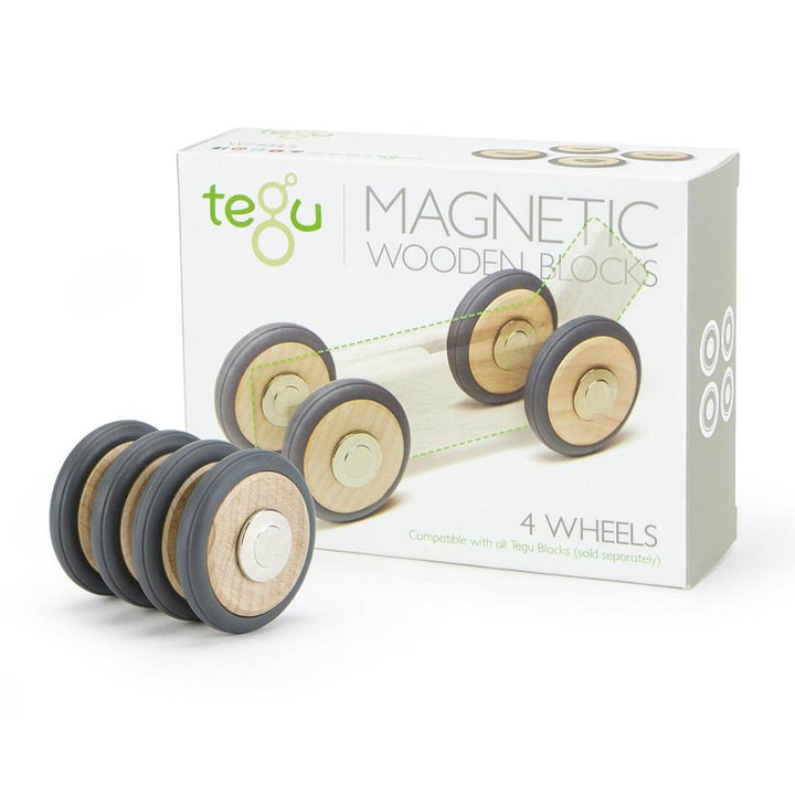 Tegu set of 4 magnetic wheels with box - compatible with all Tegu Blocks