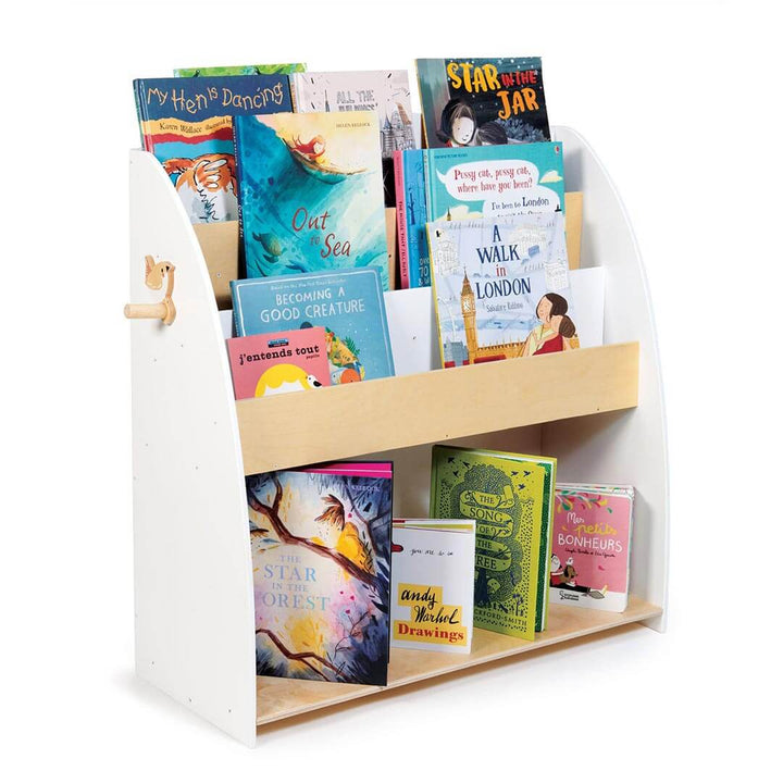Tender Leaf Toys Forest Collection Wooden Book Shelf and Storage Unit filled with books