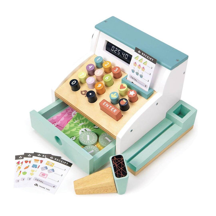 Tender Leaf Toys Wooden General Store Cash Register with receipts