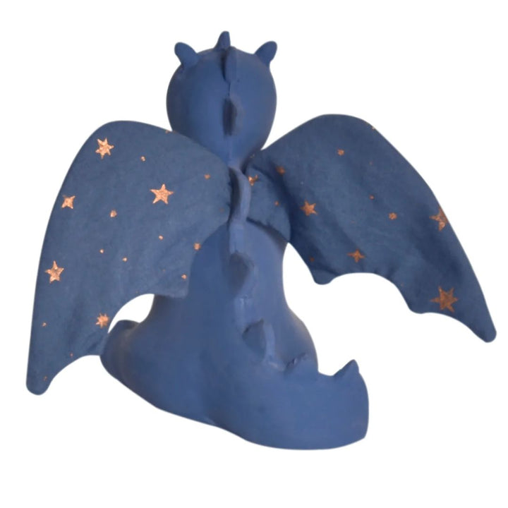 Tikiri Baby Midnight Dragon Natural Rubber Rattle With Crinkle Wings- Teethers, Bath Toys, and Rattles- Bella Luna Toys