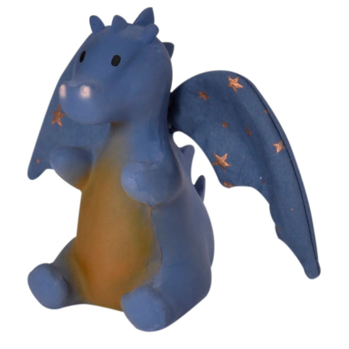 Tikiri Baby Midnight Dragon Natural Rubber Rattle With Crinkle Wings- Teethers, Bath Toys, and Rattles- Bella Luna Toys