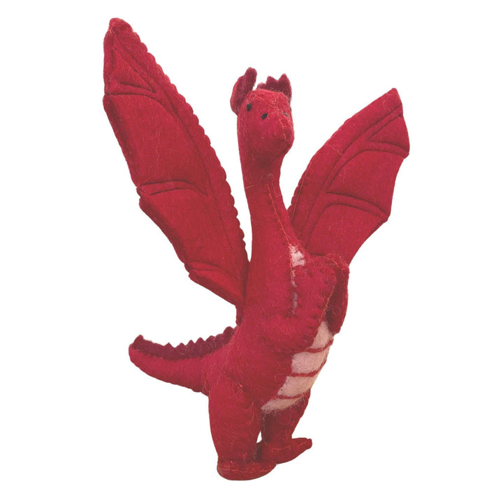 Papoose Toy - Felted Dragon, Red - Bella Luna Toys