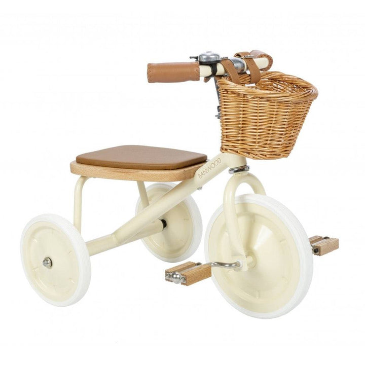 Banwood Tricycle in Cream with Natural Wicker Basket | Bella Luna Toys