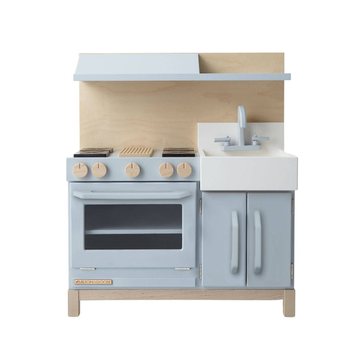Milton and Goose Essential Wooden Play Kitchen - Gray with Hood - Bella Luna Toys