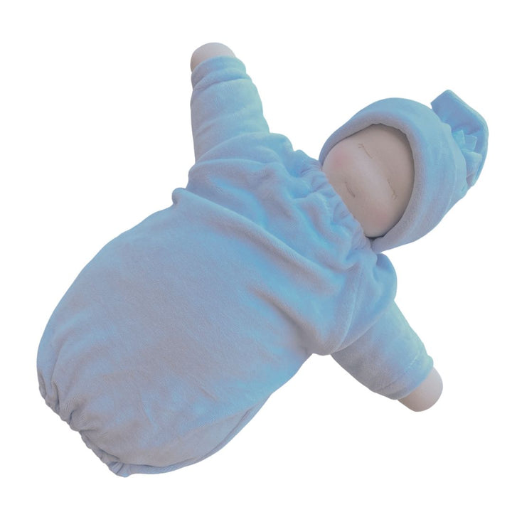 Little Heavy Baby weighted Waldorf Doll - Blue bunting light skin