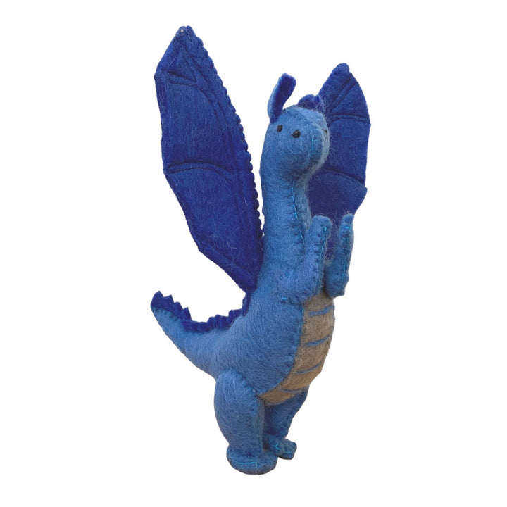 Papoose Toy - Felted Dragon, Blue - Bella Luna Toys