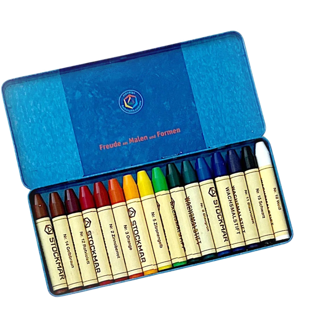 Stockmar Block Stick Beeswax Crayon Combination in a Tin Set of 16 - 1