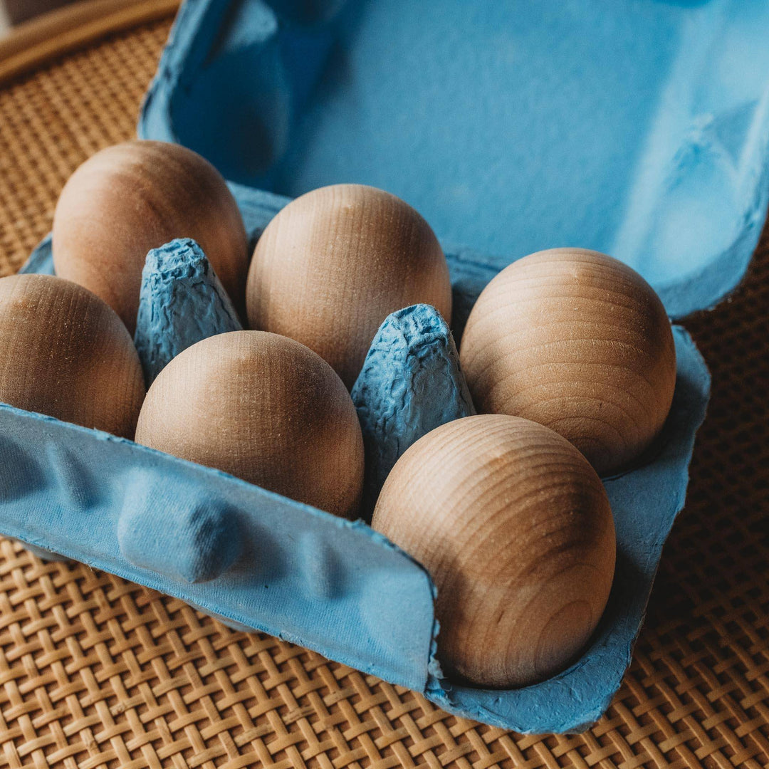 Bella Luna Toys - Six Wooden Eggs in a carton