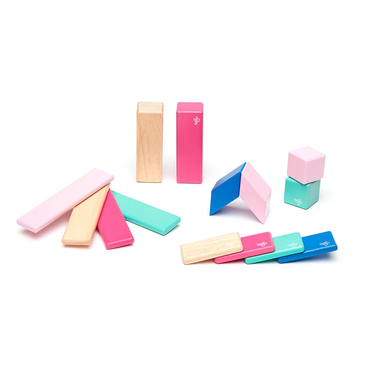 Tegu - Magnetic Wooden Blocks - 14 Piece Set - Blossom - Bella Luna Toys