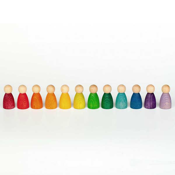 Grapat Nins - Set of 12 - Rainbow - Lined Up - Bella Luna Toys
