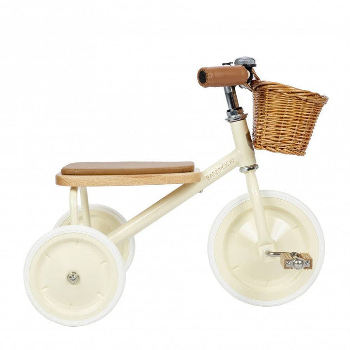 Banwood Modern Tricycle with wicker basket - Cream | Bella Luna Toys