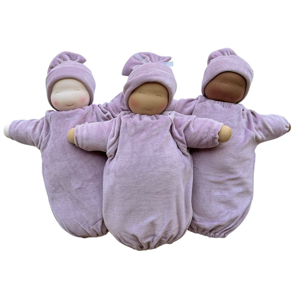Little Heavy Baby weighted Waldorf Doll - Lilac bunting - 3 sizes