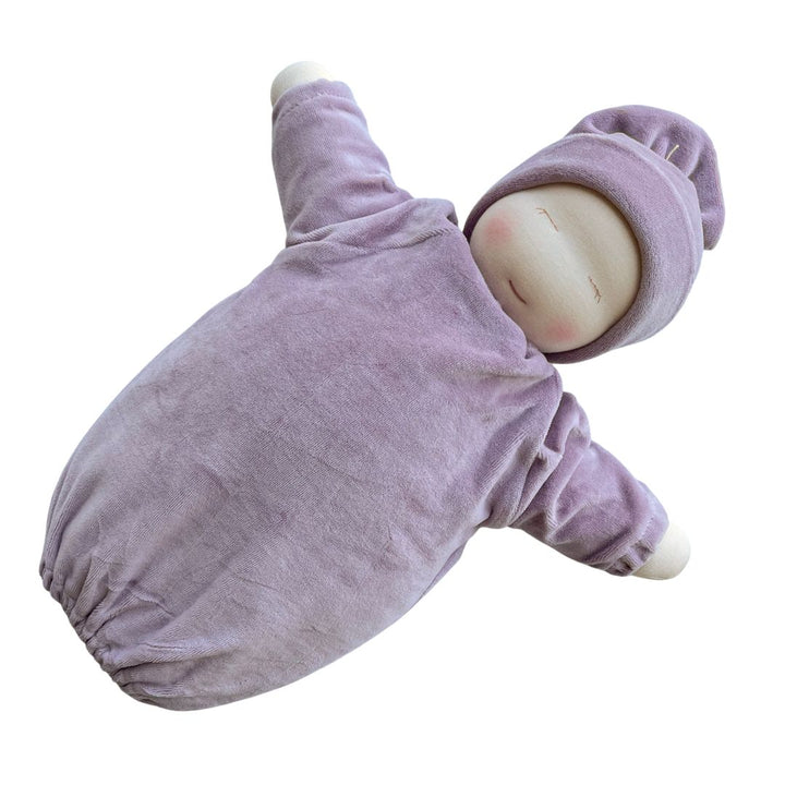 Little Heavy Baby weighted Waldorf Doll - Lilac bunting with light skin