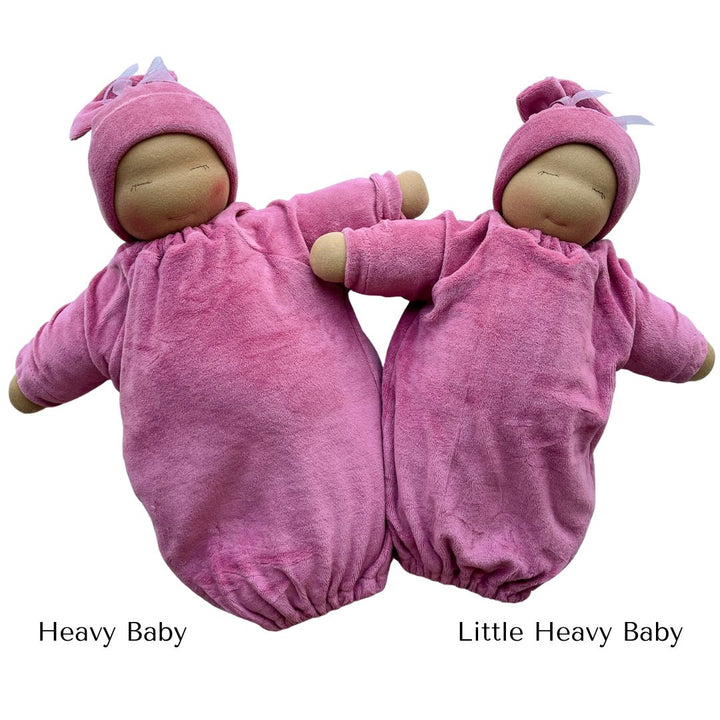 Heavy Baby and Little Heavy Baby weighted Waldorf Doll - Rose bunting 