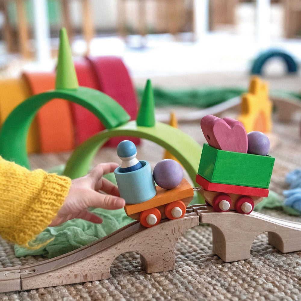 Grimm's Construction Game Wooden Train - Lifestyle - Bella Luna Toys