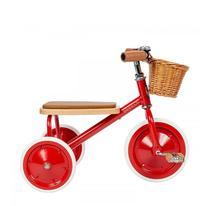 Banwood Modern Tricycle with wicker basket - Red | Bella Luna Toys