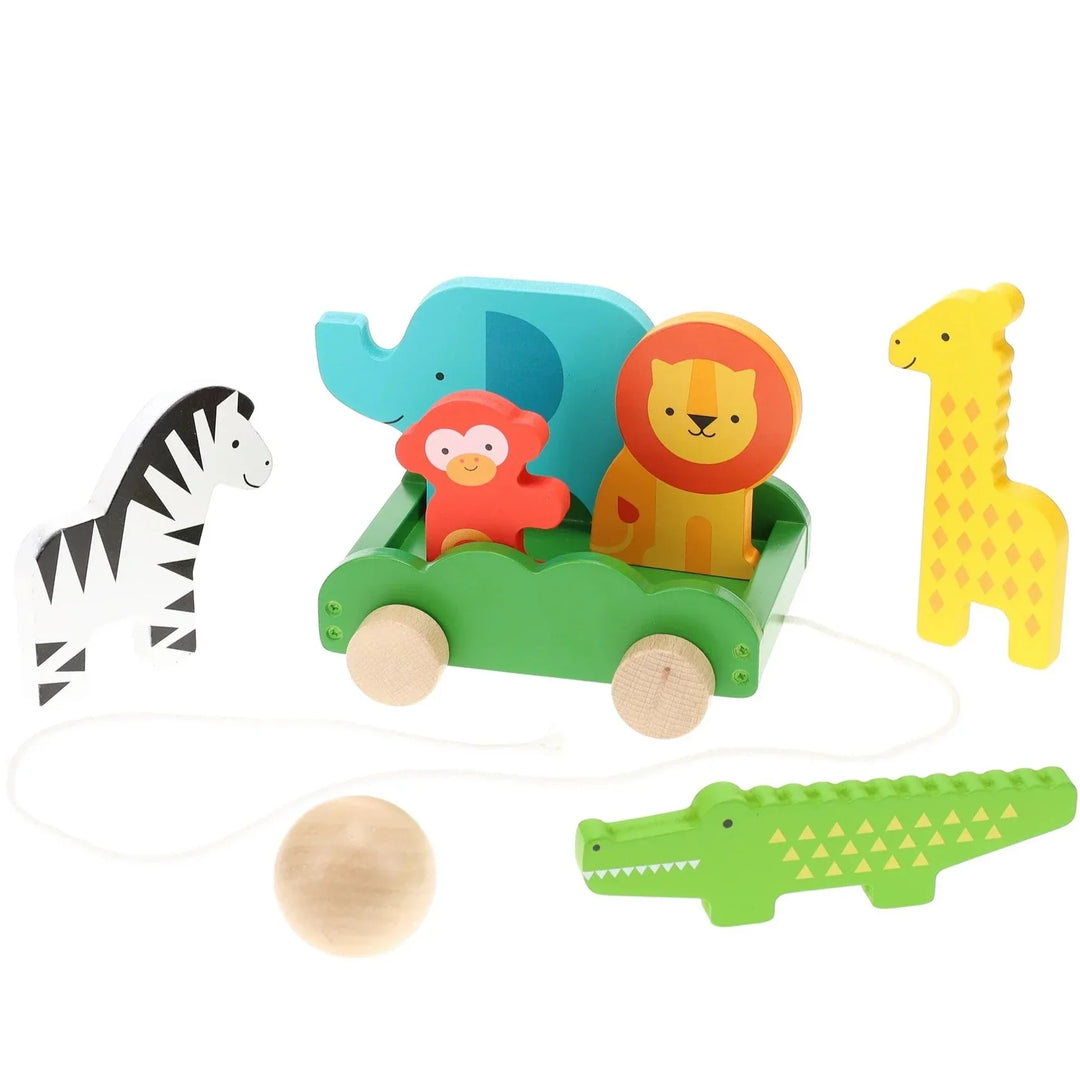 Petit Collage - Wooden Safari Animals Bowling Game - Bella Luna Toys