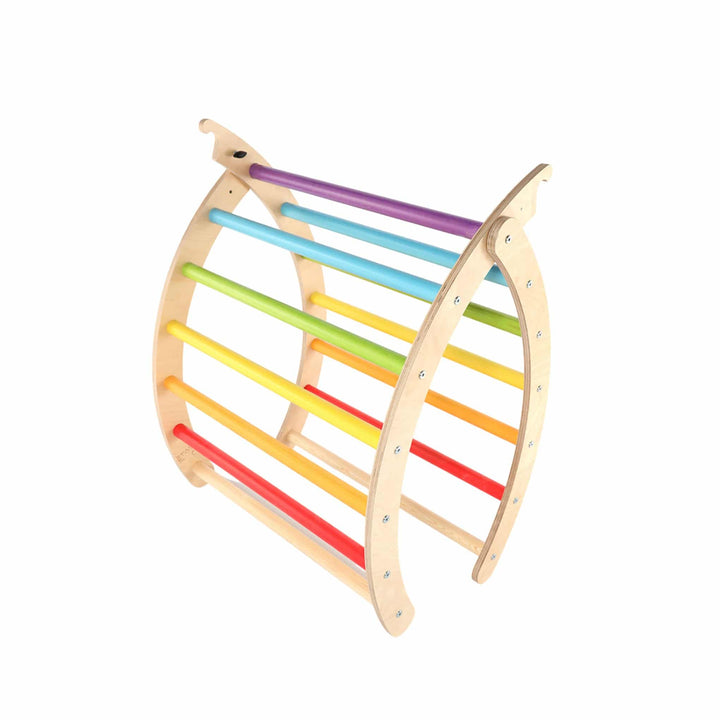 Sawdust & Rainbows - Rainbow Finn Pikler Wooden Climbing Frame Folded - Bella Luna Toys