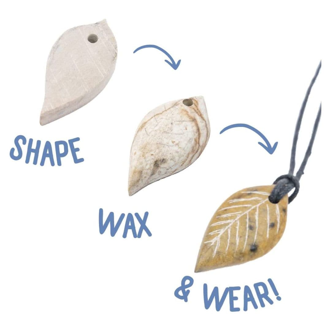 Soapstone Jewelry - Leaf Pendant (process)