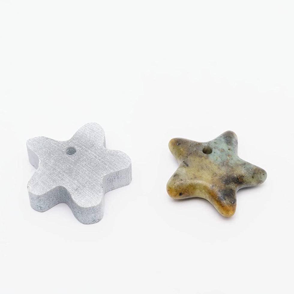 Soapstone Jewelry - Sea Star Pendant (before and after carving)