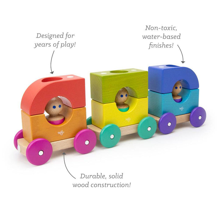 Wooden Magnetic Tram Features - Tegu - Bella Luna Toys