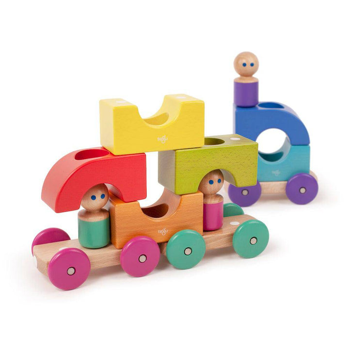 Wooden Magnetic Tram in Play - Tegu - Bella Luna Toys