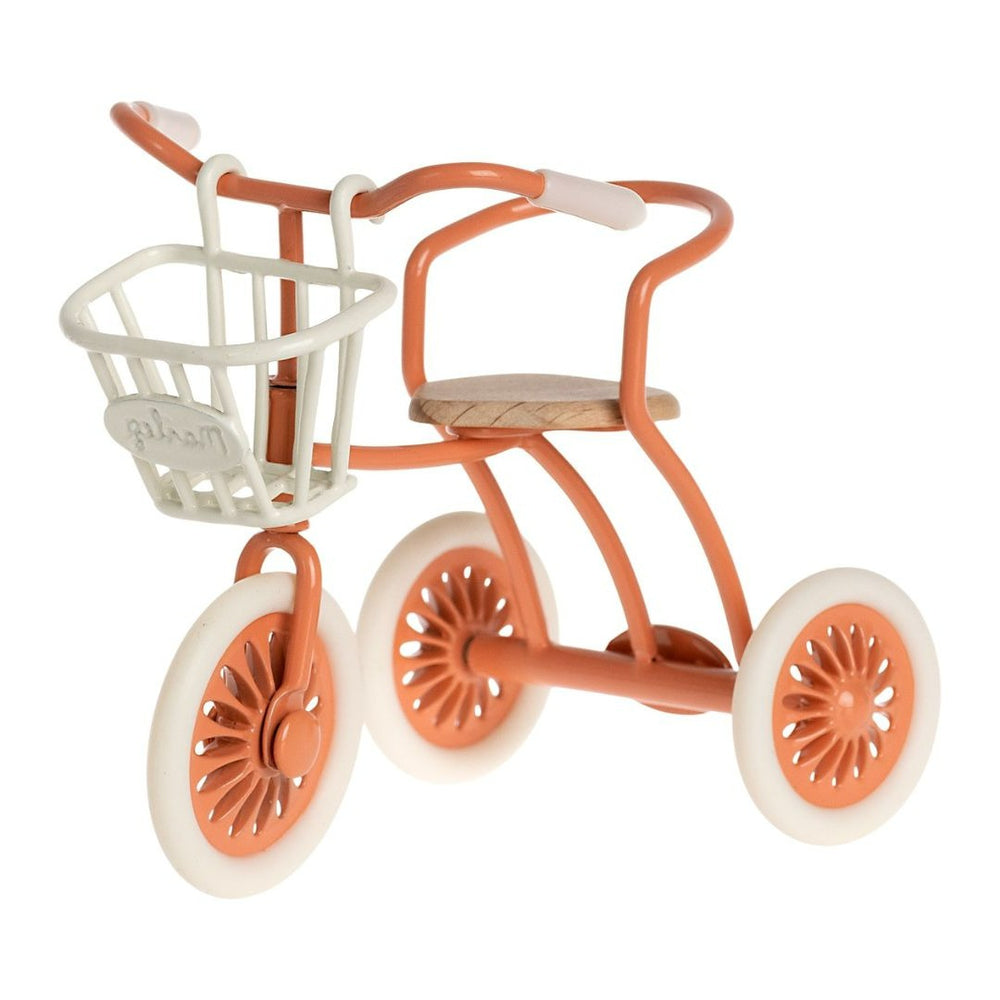 Maileg white tricycle mouse sized basket on orchard tricycle- Dollhouse Accessories- Bella Luna Toys