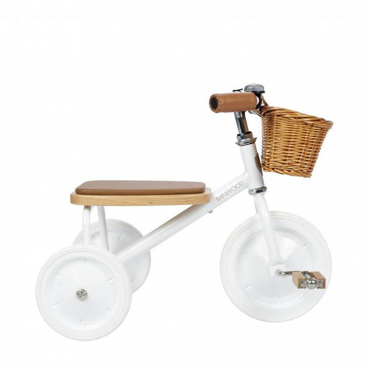 Banwood Modern Tricycle with wicker basket - White | Bella Luna Toys