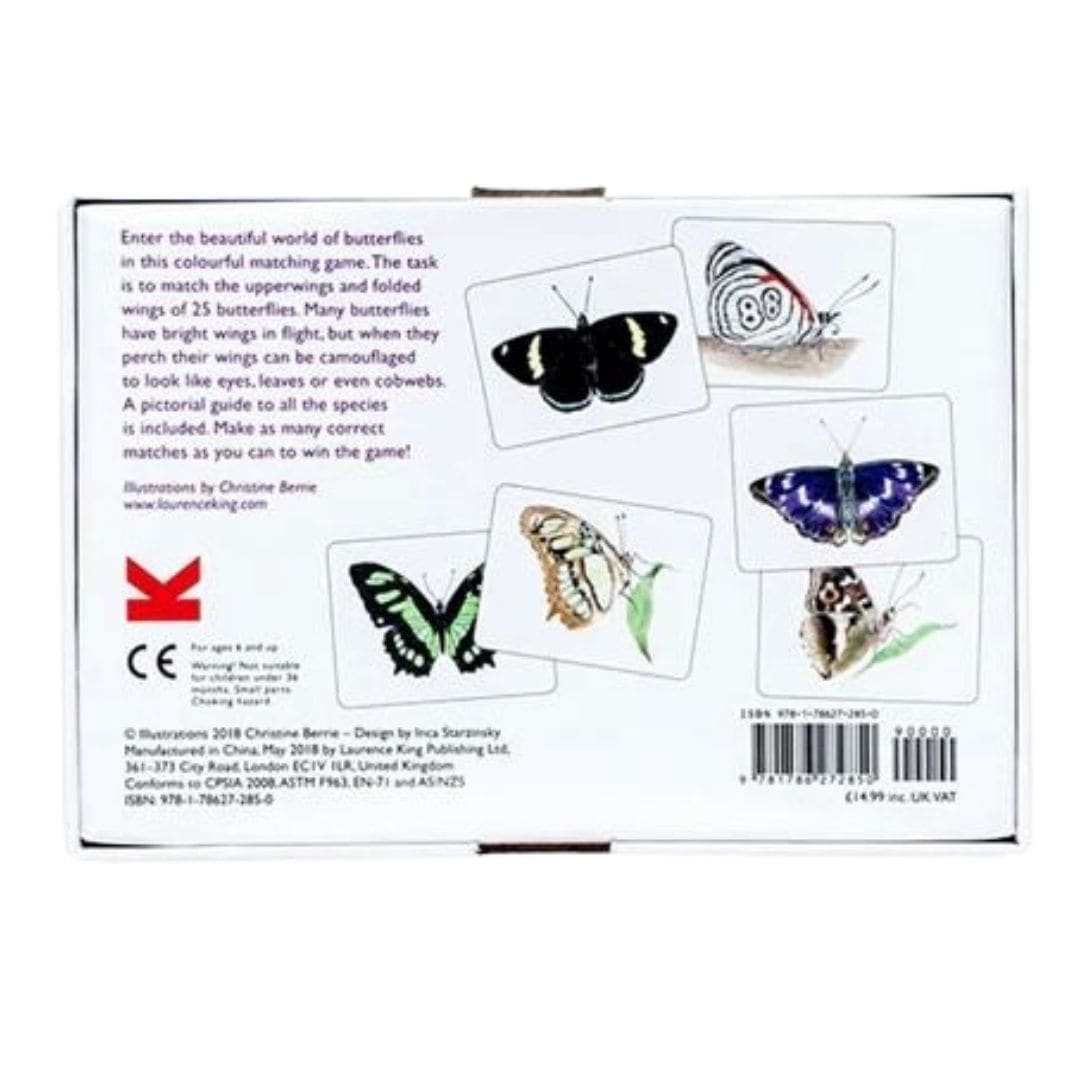 back of Butterfly Wings Matching Game box