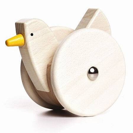 Bajo Wobbling Chicken Wooden Toy, Natural