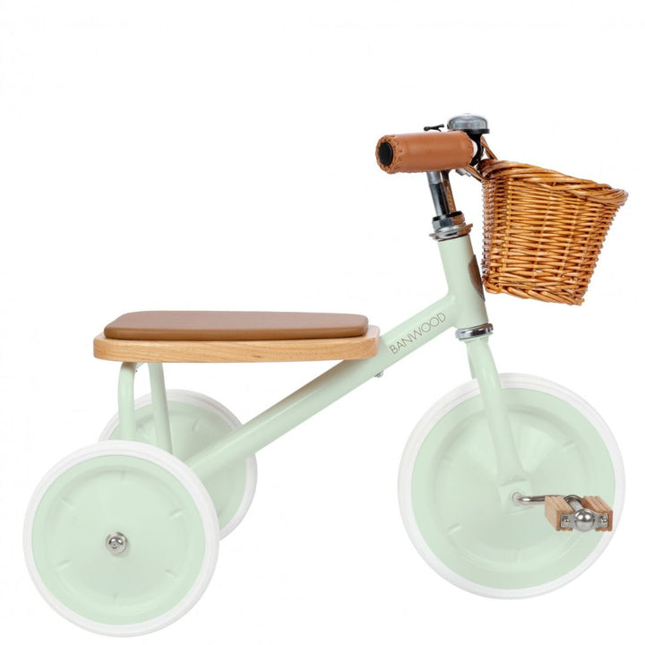 Banwood Modern Tricycle with wicker basket - Mint | Bella Luna Toys