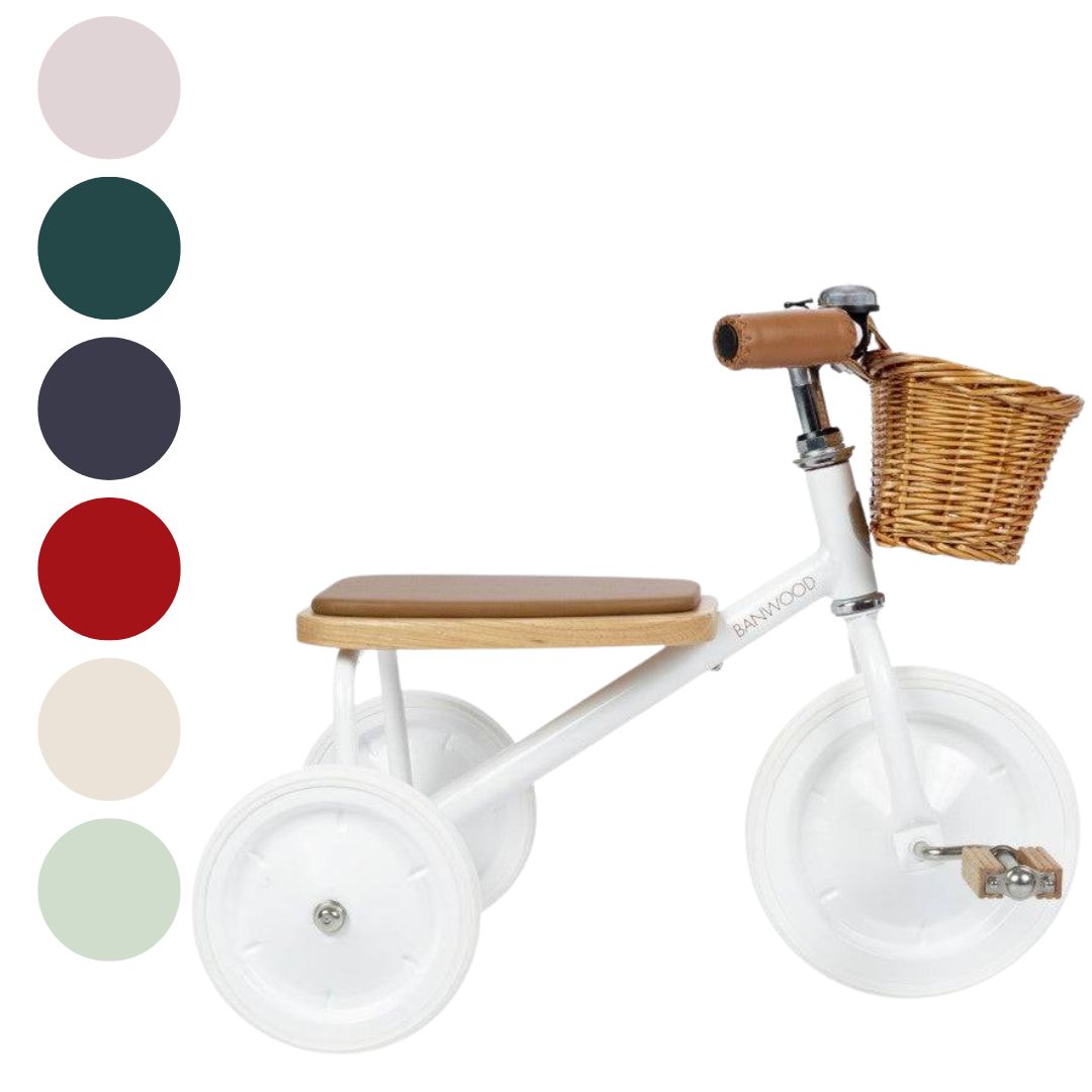 Banwood Modern Tricycle with wicker basket| Bella Luna Toys