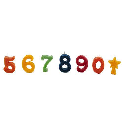 Beeswax Birthday Cake Candles - Numbers 5-0 + Star
