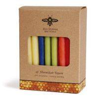 Hanukkah Beeswax Taper Candles - Multi-Colored