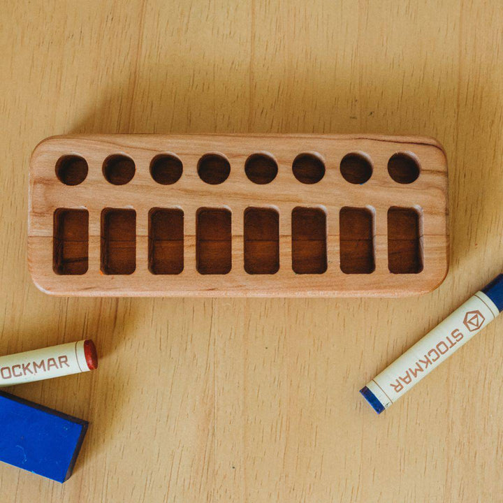 Mirus Toys - Wooden Crayon Holder - 8 Sticks and 8 Blocks - Bella Luna Toys