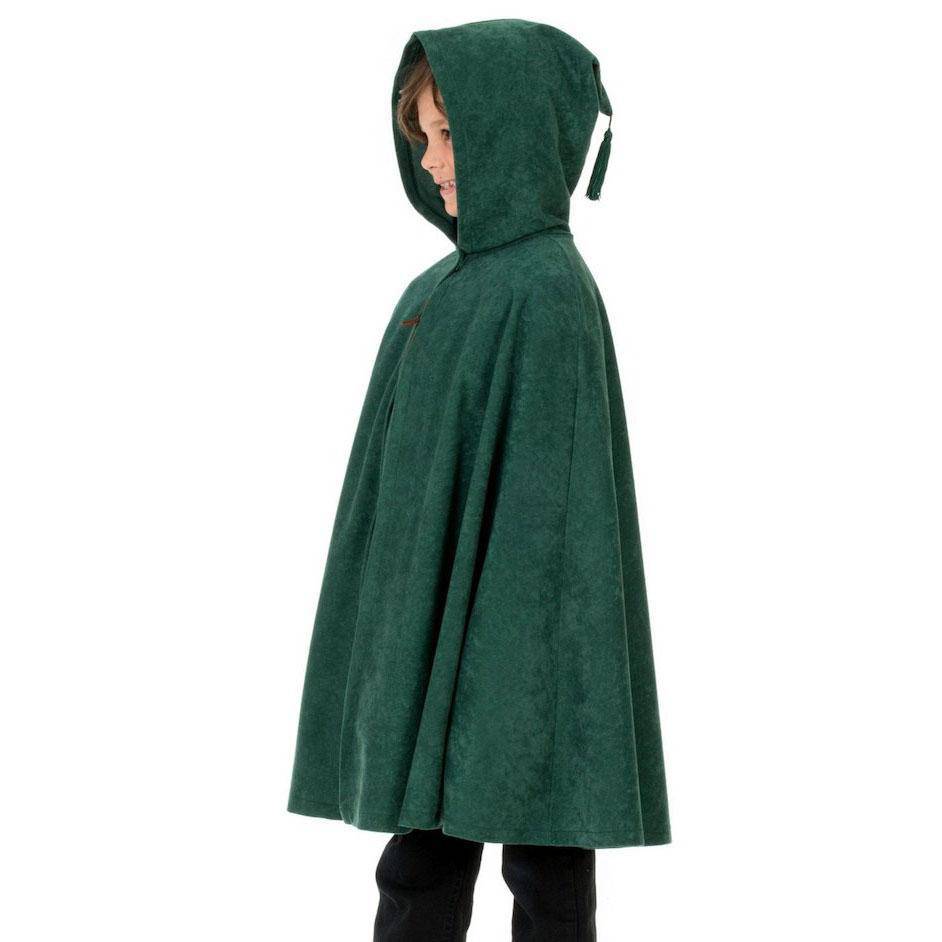 Kids Boys Robin Hood Costume Hooded Cape Green | Bella Luna Toys
