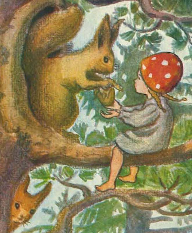 Children of the Forest, Elsa Beskow, Illustration, Squirrel