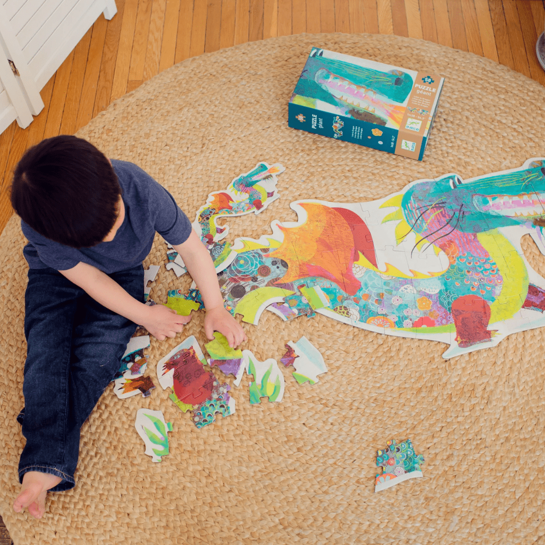 Djeco Leon the Dragon 58 Piece Giant Floor Jigsaw Puzzle Bella
