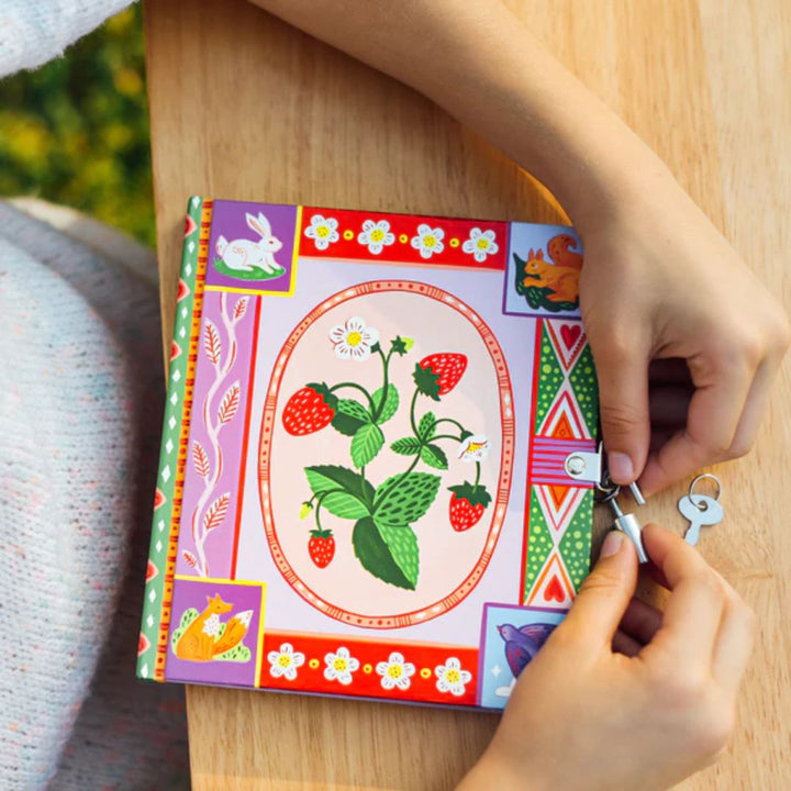eeBoo- Child opening lock of journal with strawberry design-Bella Luna Toys