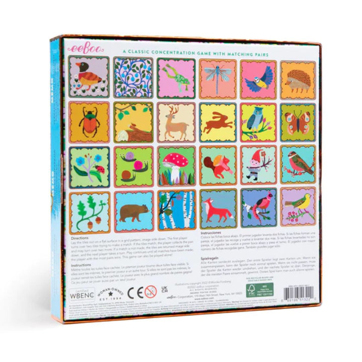 Back of eeBoo memory game box that shows drawings of the cards inside- Bella Luna Toys