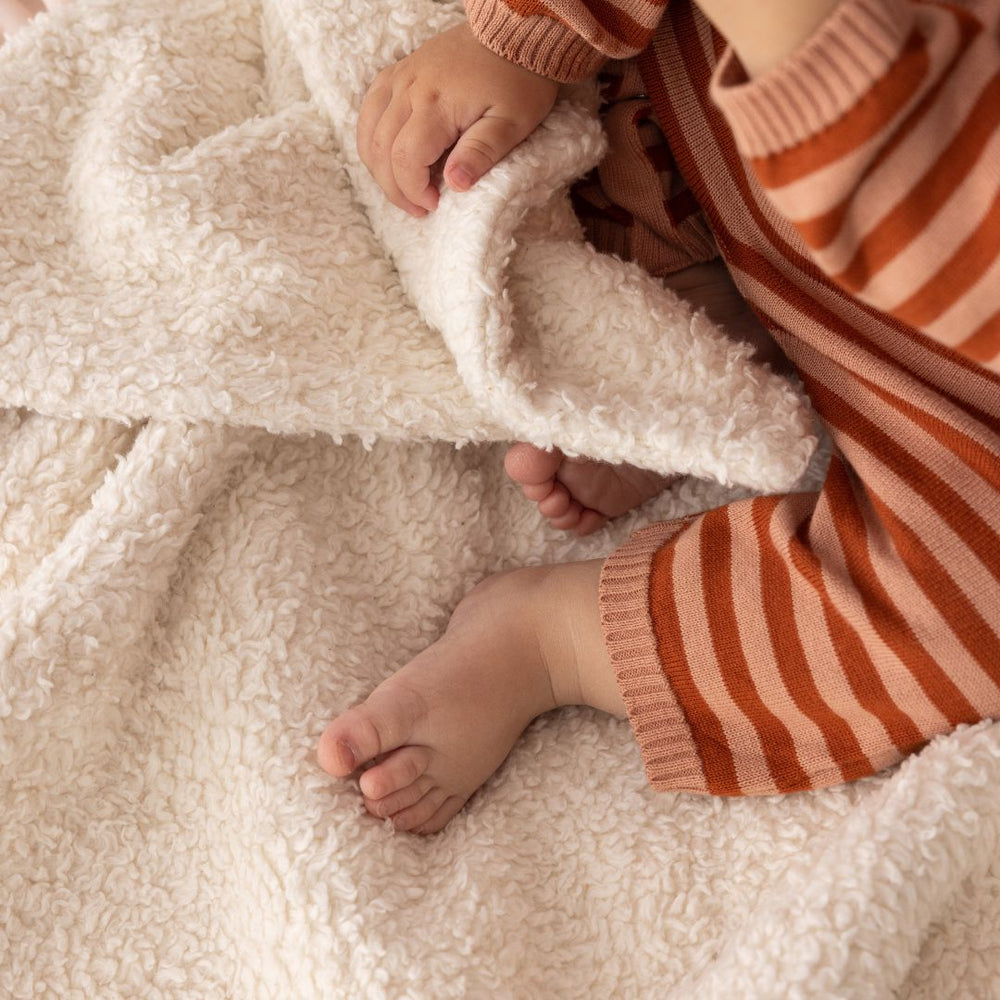 Organic White Cotton Plush Baby Blanket - Efie - Bella Luna Toys